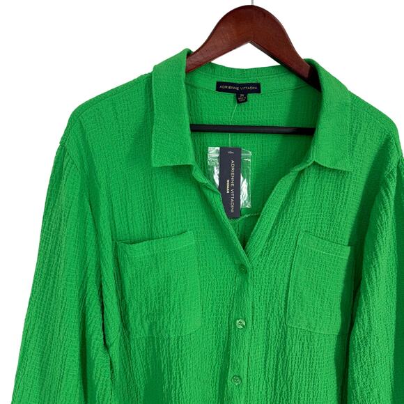 NEW NWT Adrienne Vittadini Plus Size 2X Green Wearable Art Blouse Shirt Top - Picture 4 of 8